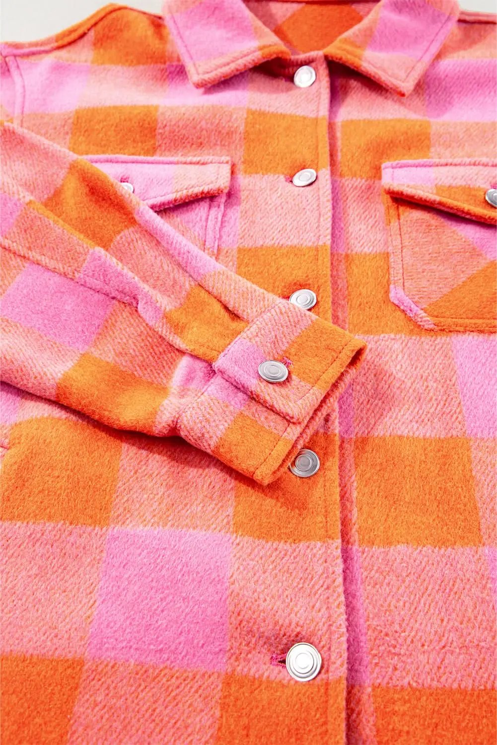 Orange plaid button-up jacket - Love Salve